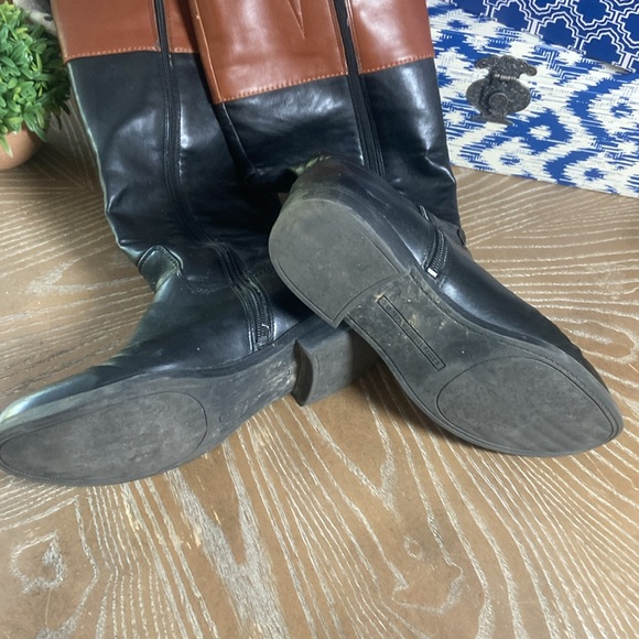 Tommy Hilfiger Camel Brown & Black Riding Boots Women Size 8 - Picture 5 of 10
